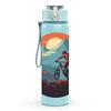 1PC Mountain Biker Sunset Retro Print 750ml Color Plastic Sports Water Bottle Leakproof Flip Straw Lid Suitable for Sports Office Home Use