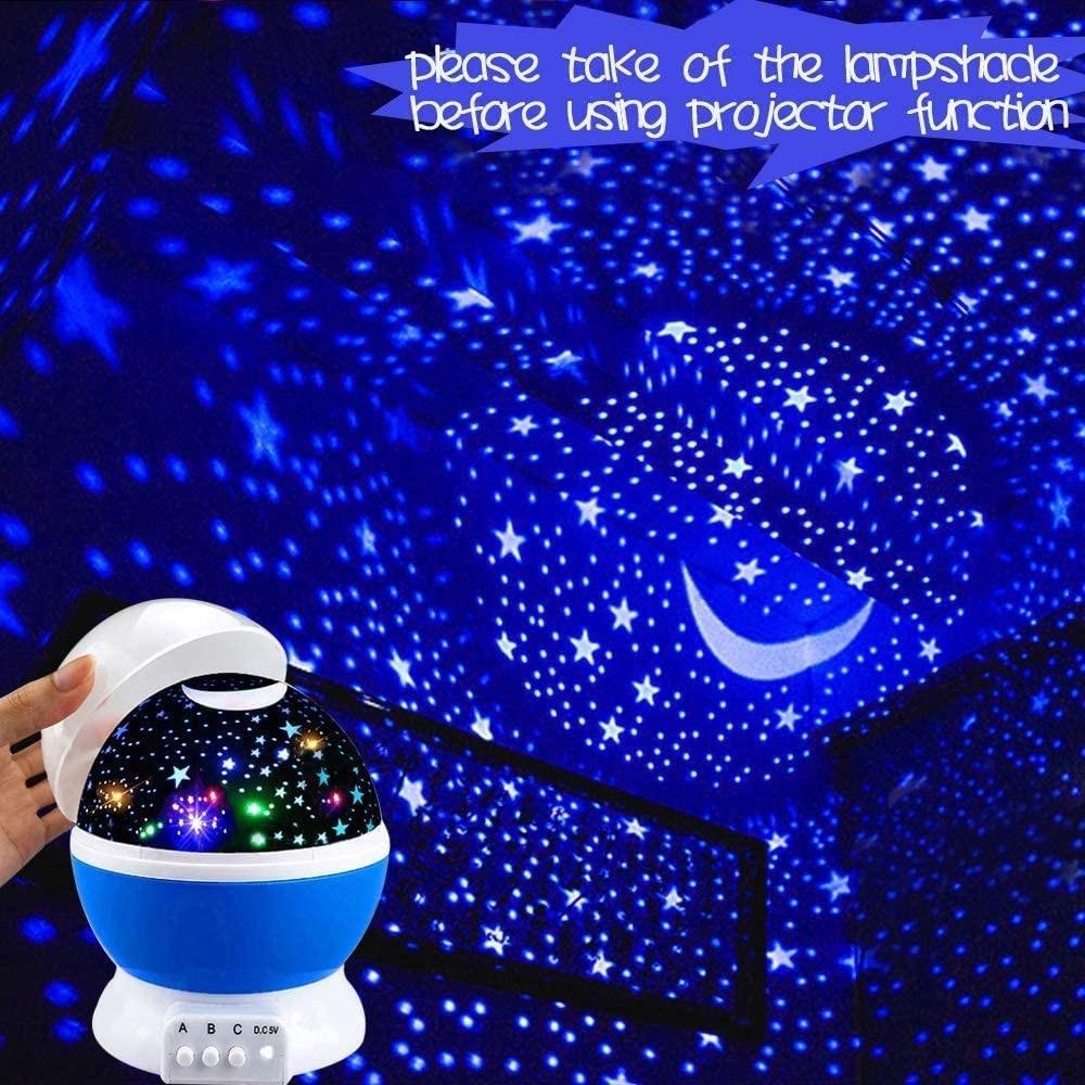 Kids Night Light 360 Degree Rotation LED Star Moon Nebula Projector USB Charging