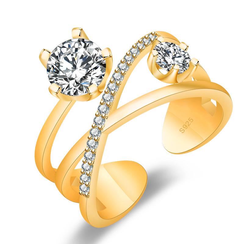 2022 Korean Fashion Women's Diamond Flash Open Ring - Stylish Hollow Design