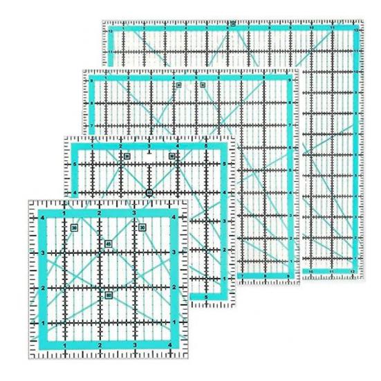 Yousheng 4Pcs Acrylic Quilting Ruler 4.5/6/9.5/12.5-Inch Square Fabric Cutting Patchwork Ruler with Clear Mark DIY Sewing Craft Projects Template