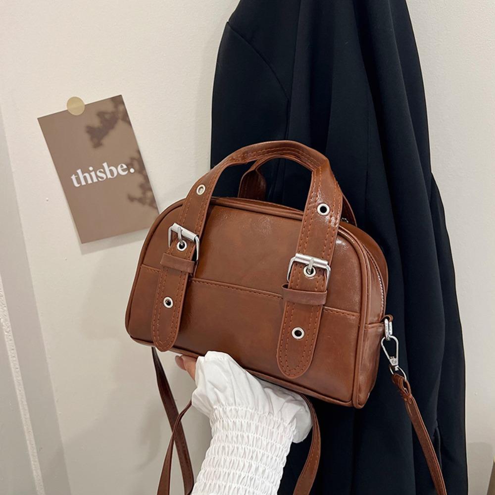 

Luxury Buckle Shoulder Bag Vintage Women’s Handbag Fashion Boston Crossbody Bags Female коричневый