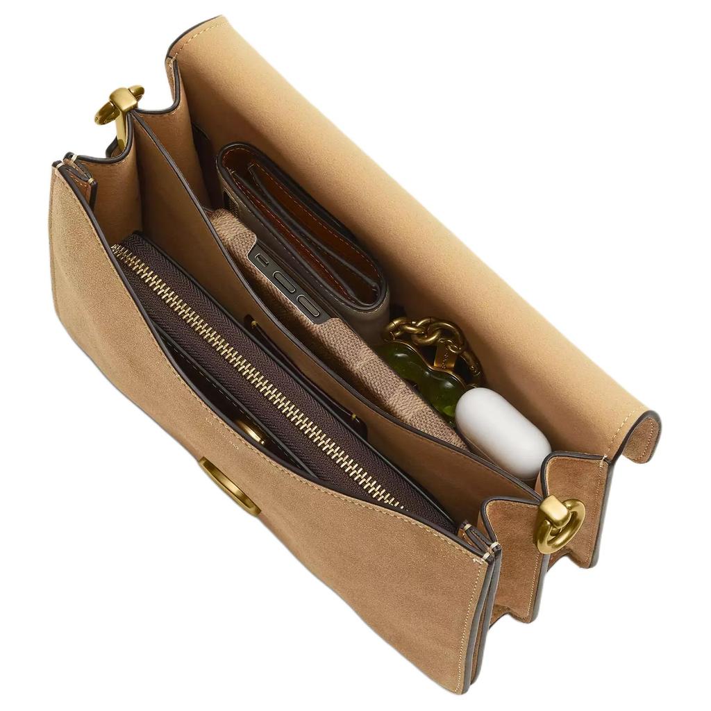 Coach Tabby 26 Signature Hardware Suede And Calfskin Medium Shoulder Bag Women handbags Brass Sand CAN13-B4SN