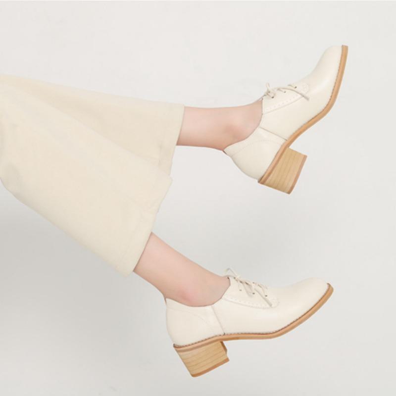 Chunky Heel Retro Leather Shoes British Style High Heel Single Shoes Casual Shoes Fashionable Versatile Women's Shoes