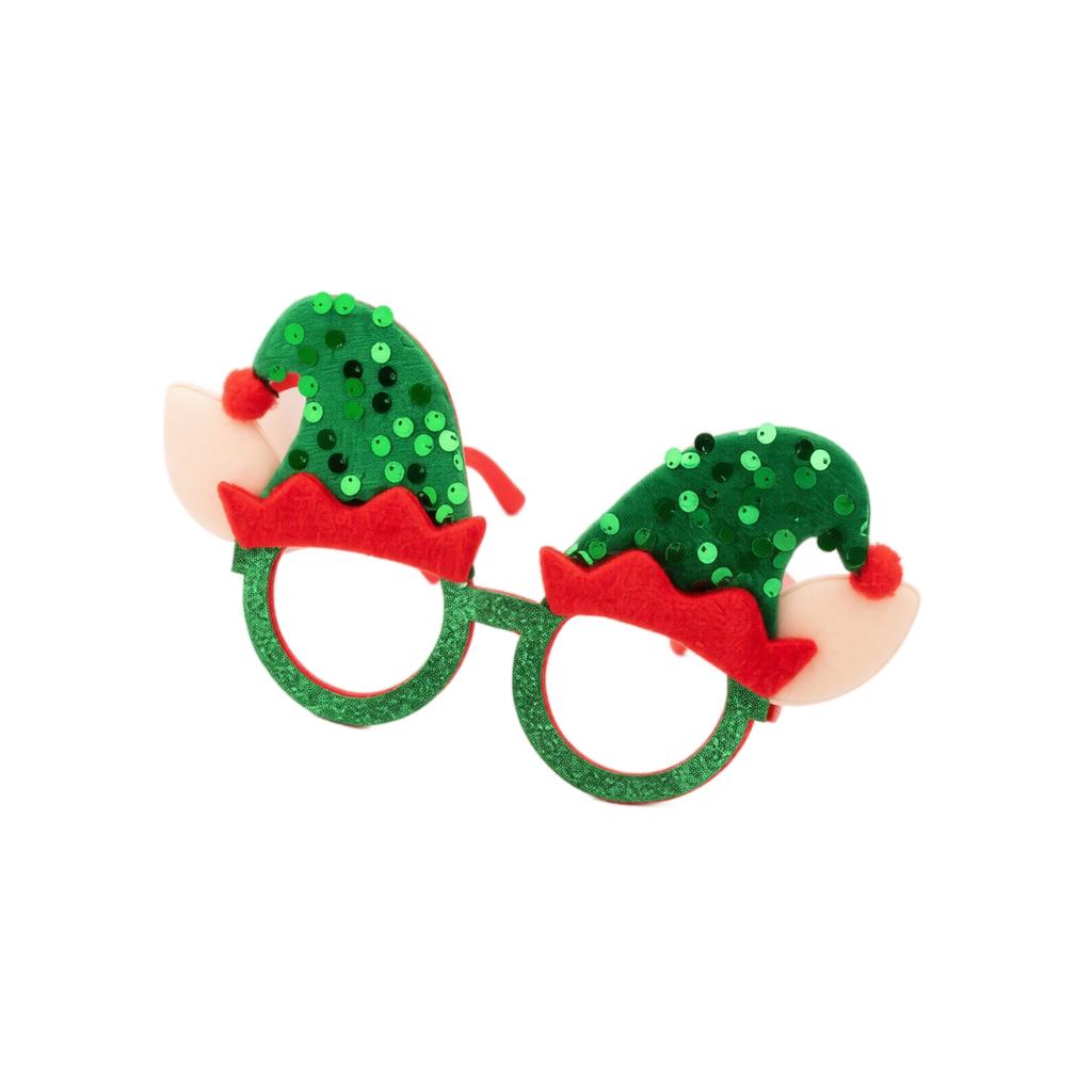 Christmas Novelty Glasses with Sequin Hat and Funny Eyeglass Frames for Holiday Party