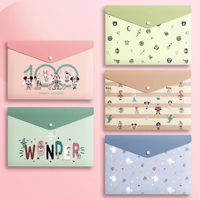 MINISO Cartoon Stitch File Pocket A4 Large Capacity Paper Storage File Bag School Supplies Office Supplies Kids Xmas Gifts