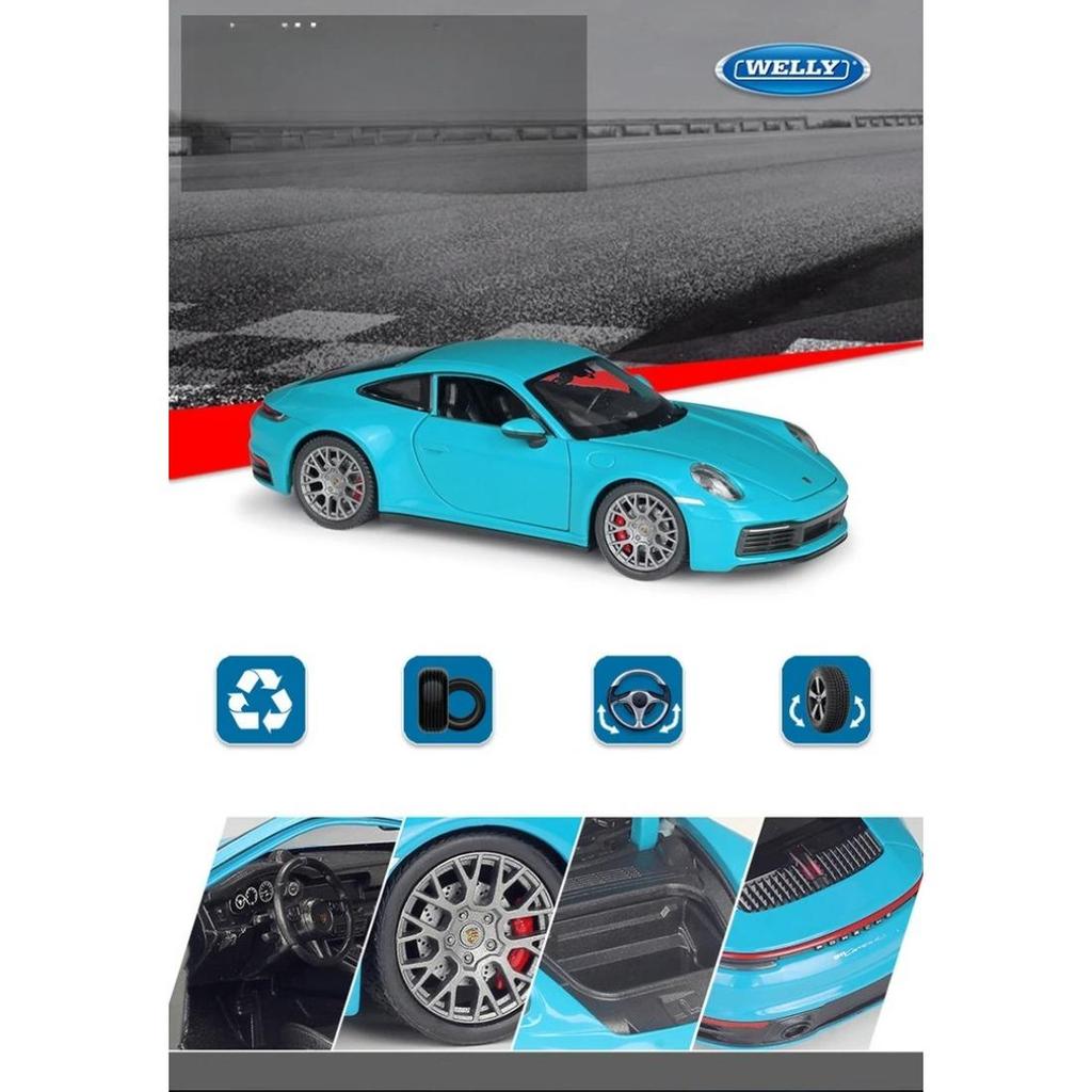 WELLY 1/24 Porsche 911 Carrera 4S Alloy Car Model Diecasts & Toy Vehicles Collect Car Toy Boy Birthday Gifts