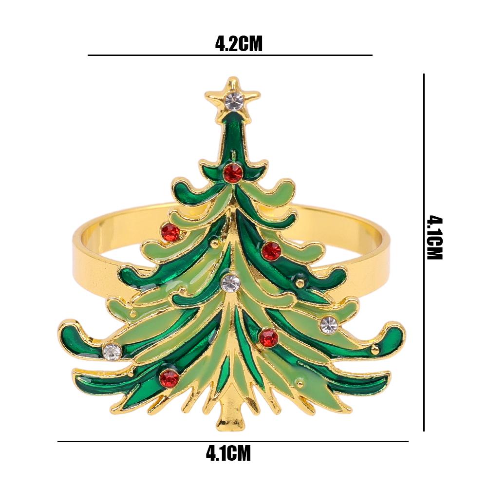 Christmas Napkin Ring Holders Metal Xmas Tree Elk Napkin Buckle Home Christmas New Year Party Dinner Table Decoration Supplies