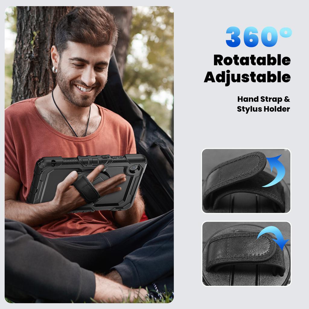 Heavy Duty Case for Lenovo Tab One (K9) 2025 8.7 Inch TB305FU 3-Layers Hybrid Stand Cover with Screen Protector Shoulder Strap