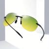 Modische, ultraleichte TR90-Sonnenbrille für Tag und Nacht, zum Autofahren, randlos, für Sport und Nachtsicht, blendfreie Brille