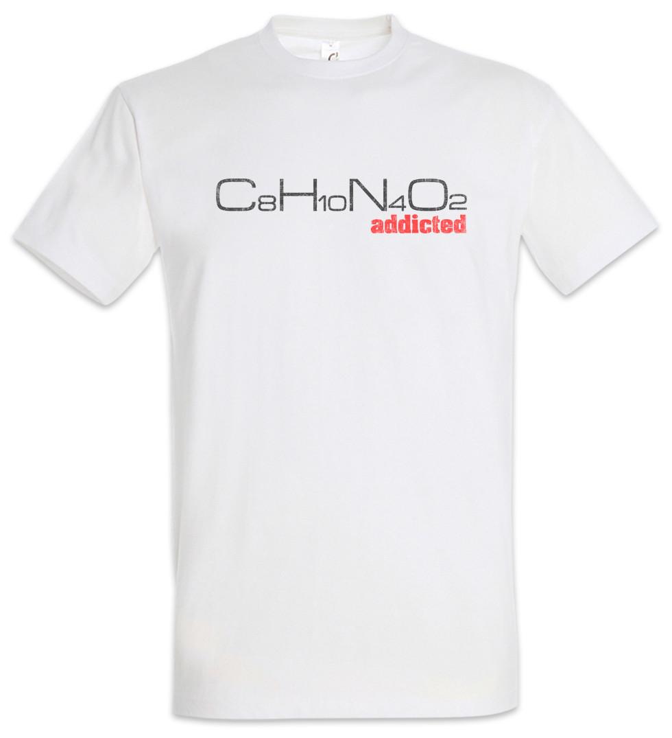 C8H10N4O2 Addicted T-Shirt Caffeine Coffee Fun Geek Nerd Chemist Formula Maths M
