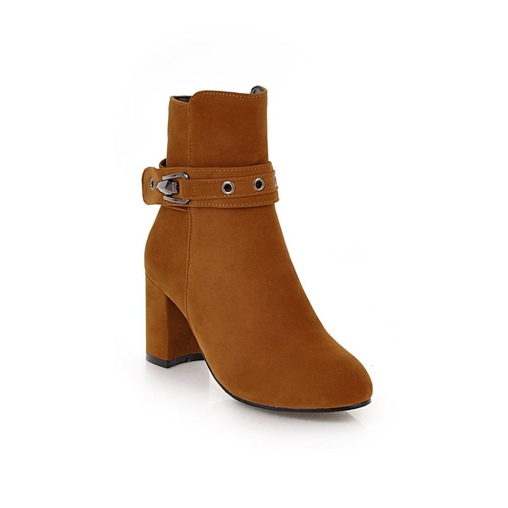 

Модные женские ботильоны большого размера с круглым носком и квадратным каблуком, с модной пряжкой на щиколотке, женская обувь на молнии, дешевые ботильоны на высоком каблуке, женские размеры 31-43 34 жёлтый