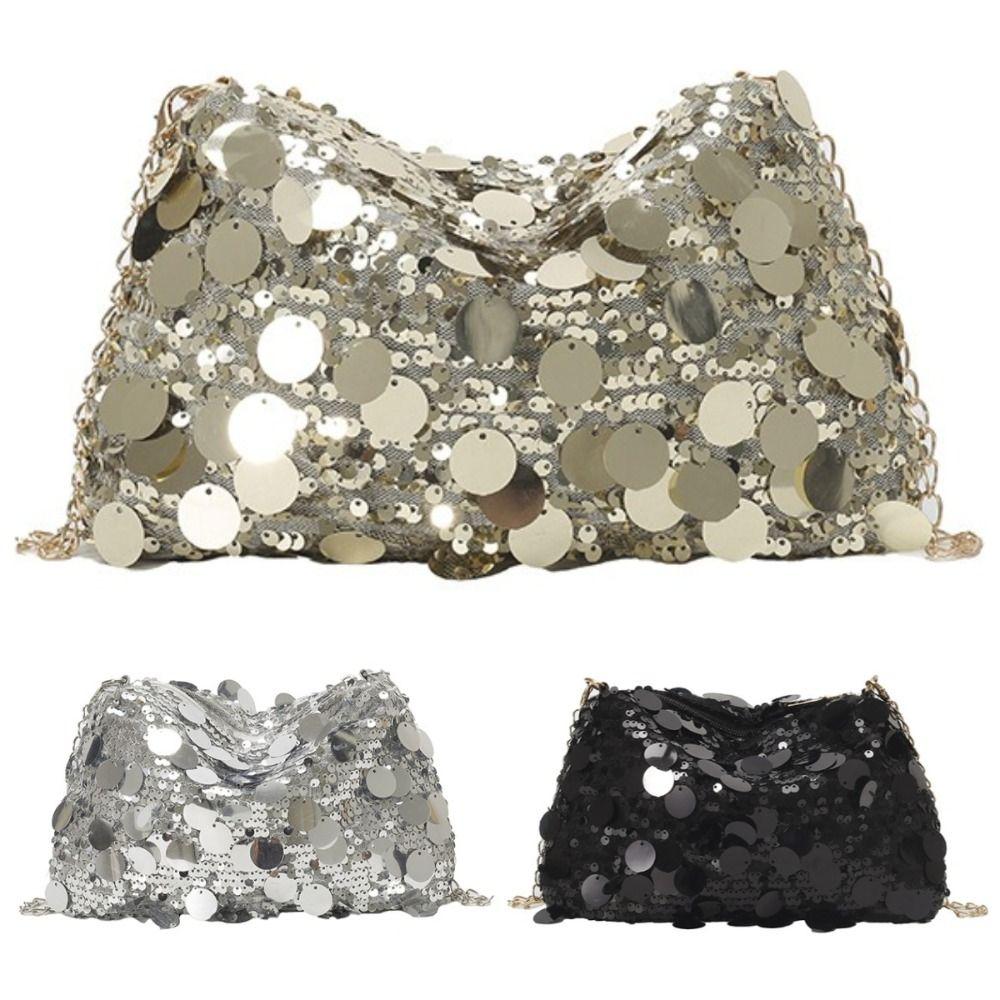 Large Capacity Chain Tote Bag Blingbling Evening Party Bag Fashion Female Handbag  Lady Girl
