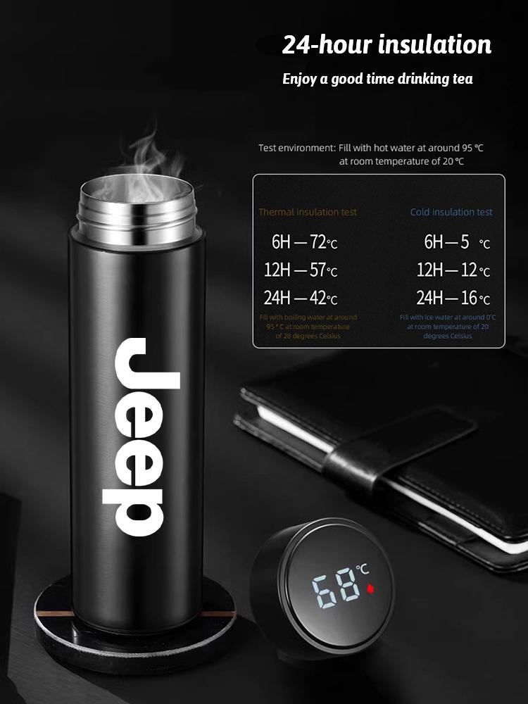 Držáky na nápoje do auta Nerezová termoska LED Inteligentní hrnek s teplotou Pro Jeep Grand Cherokee Wrangler Gladiator Compas