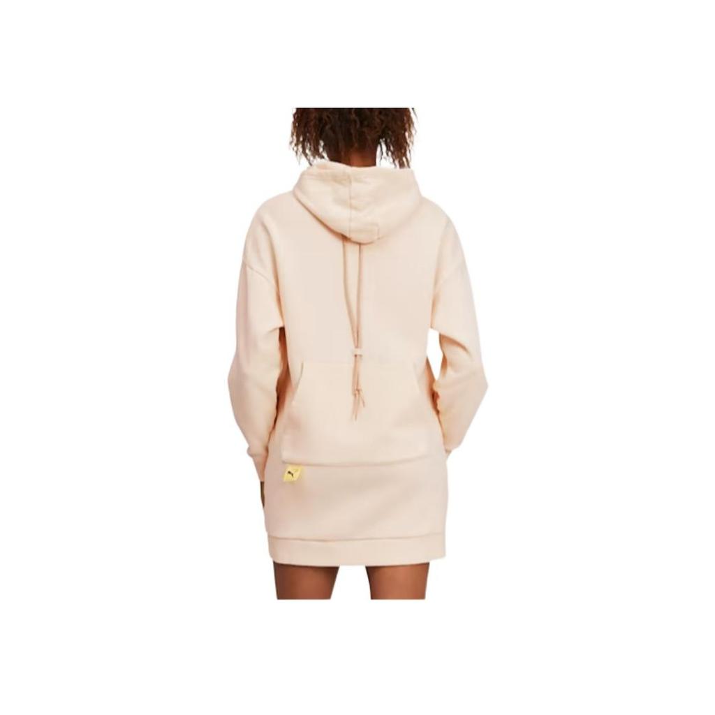 Puma X Michael Lau Kolaboracja Damska Sukienka Bluza z Kapturem z Logo na Tylnej Kieszeni Kobiety sukienki Eggnog 530365-75