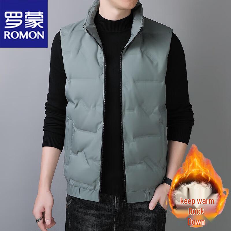 ROMON Men's Casual Stand Collar Duck Down Vest