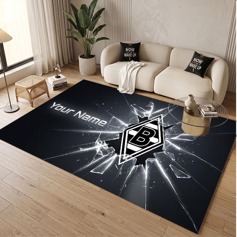 Custom Rug Borussia Mönchengladbach Pattern Print Name Text Soft Non‑Slip Floor Carpet for Home Indoor Decoration