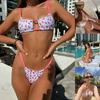 Glänzender Sexy Europäischer & Amerikanischer Gespaltener Dreieck-Bikini, Riemen-Badeanzug ohne Rücken