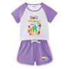 Kids' Color Block Summer Two-Piece Set: Short Sleeve T-Shirt & Shorts for Boys and Girls