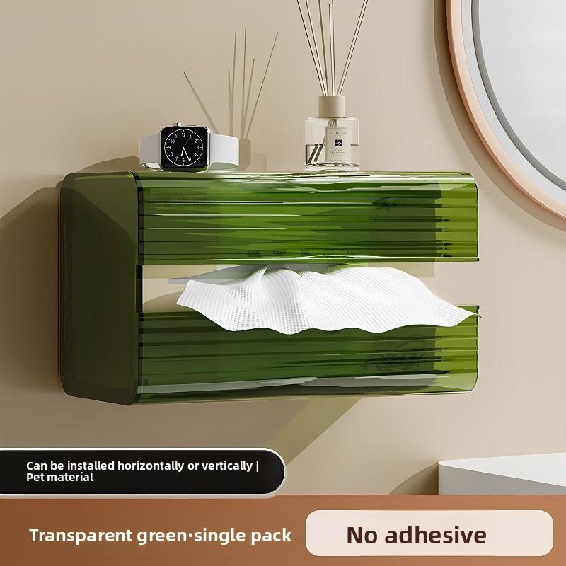 

Коробка для хранения влажных салфеток, Настенная коробка для туалетной бумаги для ванной комнаты без перфорации, Коробка для салфеток, Коробка для салфеток No adhesive backing зелёный