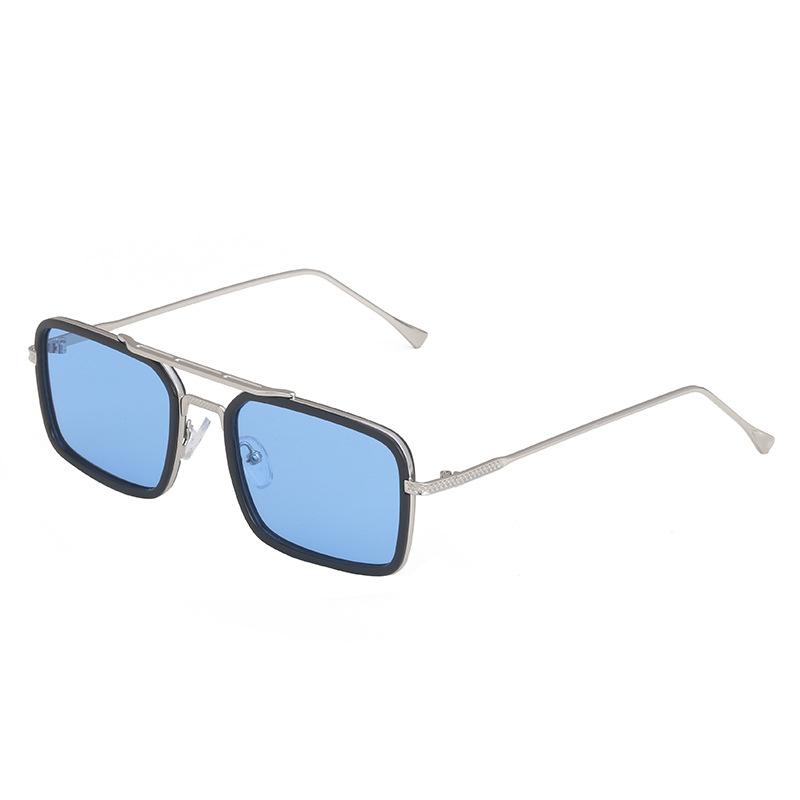 Double Beam Small Frame Sunglasses Women'S Square Sunglasses Men'S Trendy Iron Man Glasses