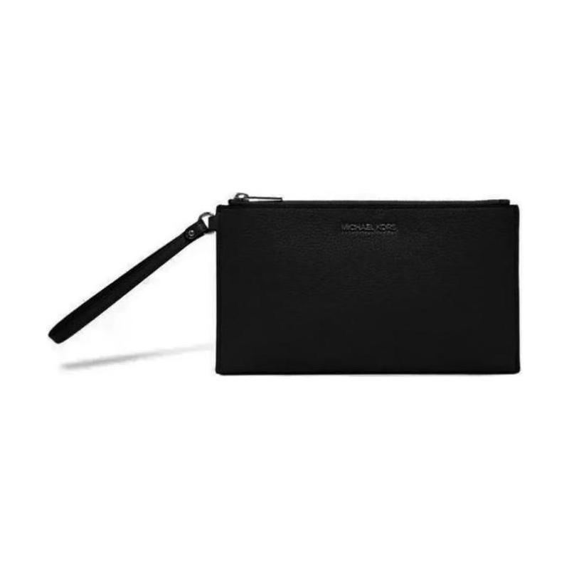 MICHAEL KORS Jet Set Travel Logo Zipper Closure Leather Clutch Women s Black чёрный