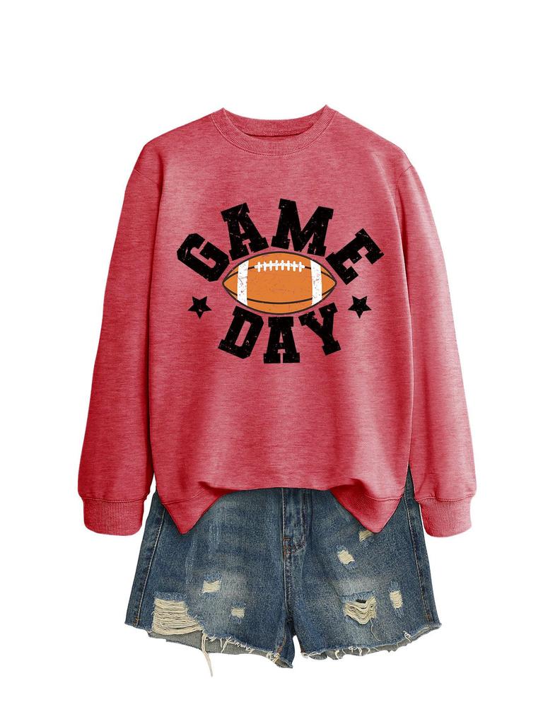Colorful Football Letter Crewneck Sweatshirt - Game Day Long Sleeve Casual Wear