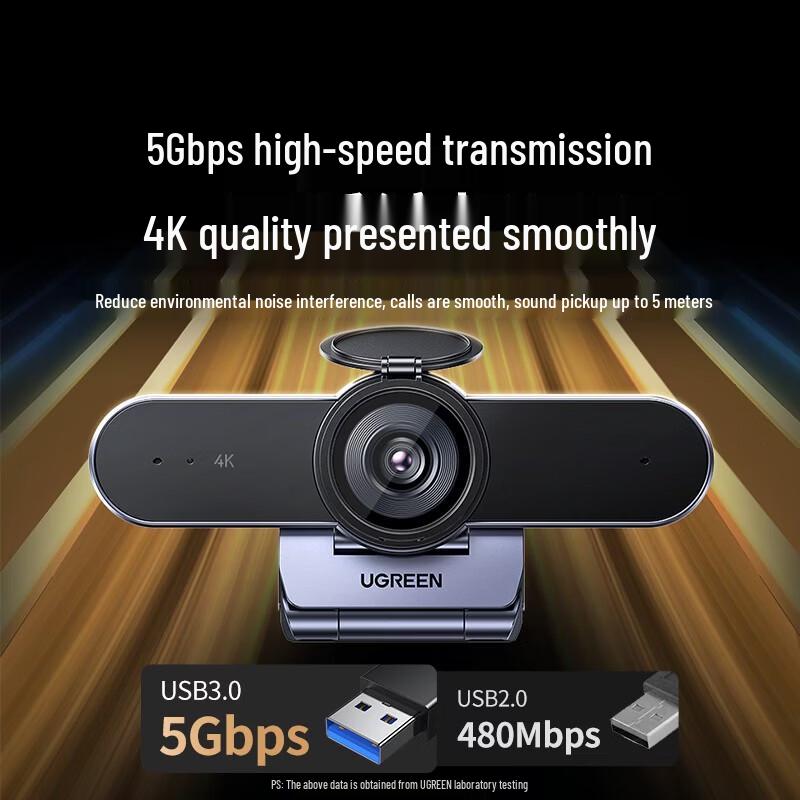 UGREEN 4K USB Webcam with Autofocus & Dual Mics