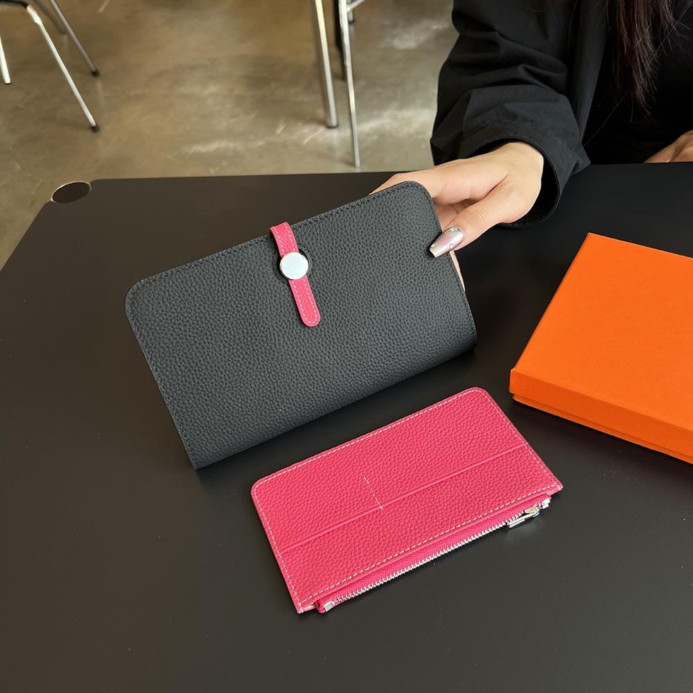 2025 Two-toned Genuine Leather Wallet Long Women Wallets Clutch Bags First Layer Of Cowhide Purse Luxury Ladies Billfold