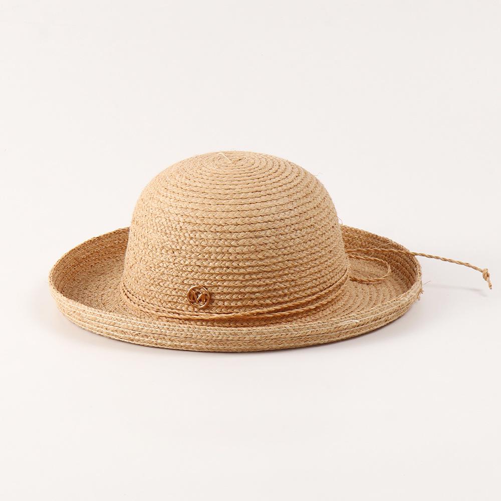 Raffia hat high-end ultra-fine Lafite straw hat hand-woven fashion crimped sun hat casual sun hat
