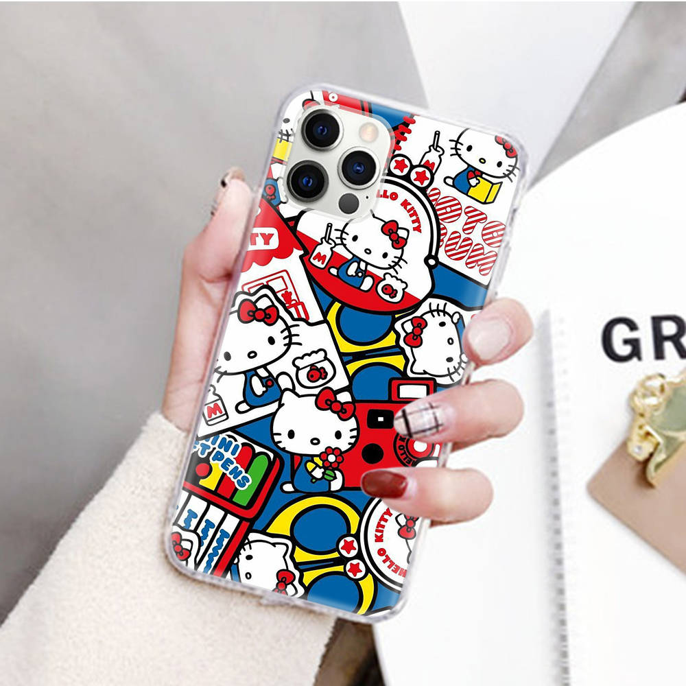 JZ19 Hello Kitty Transparent Case for Samsung A04 A14 A23 M33 M53 Realme 10 9 C35 C55 VIVO Y02 X80 Infinix Hot 30 Note 11 Tecno Spark 8P Pro