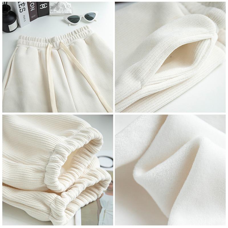 European Cotton Lint Sweatpants Women's Autumn and Winter Velvet and Thin Tied Feet Small Men's New Velvet Pants Casual Sweatpants