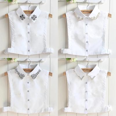 Mode Stickerei Falscher Kragen Damen Strass Halbe Hemd Weste Abnehmbarer Falscher Kragen Faux Kragen Revers Damen Halsketten Dekor