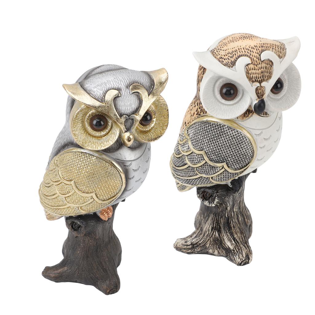Eulenfigur, Statue, Kunstharz, Eulenskulptur, stehend auf Baumstumpf, für Zuhause, Veranda, Terrasse, Rasen, Hof, Dekoration 