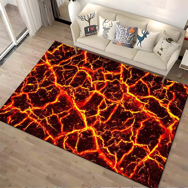 Bodenmatte mit feurigem Lavamuster, geeignet als rutschfeste Matte für das Wohnzimmer oder das Sofa im Schlafzimmer