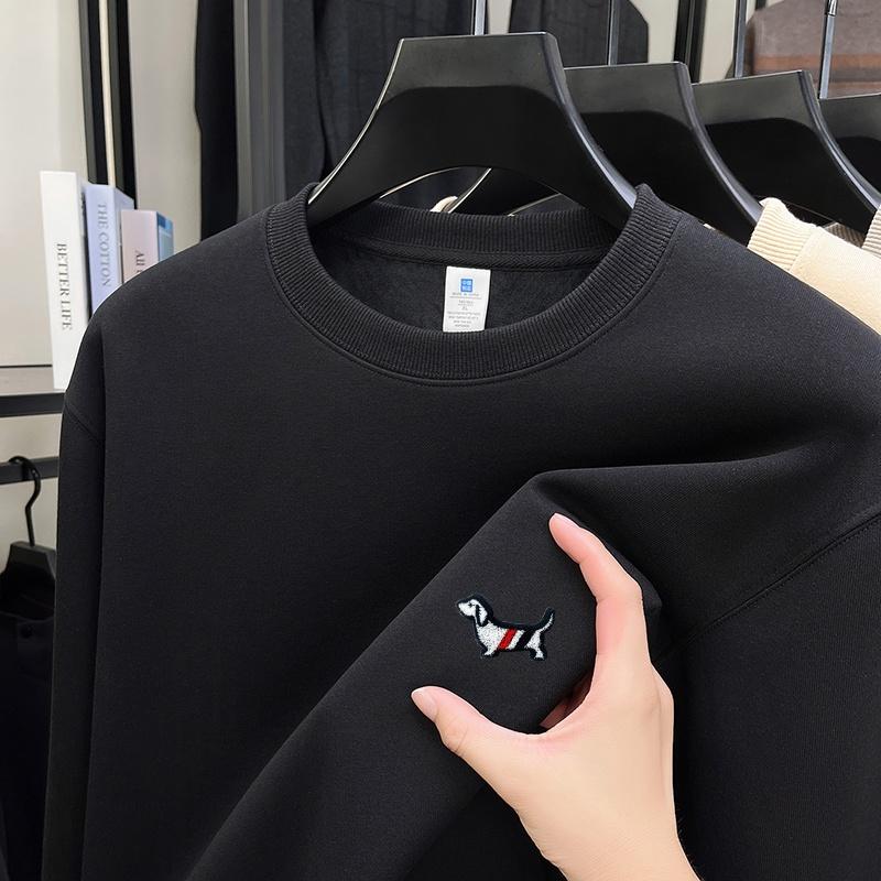 

Men s O-Neck Pullover Hoodies Winter Arrival Dog Print Velvet Thicken Warmth Fashion Versatile Men swear 5XL чорний