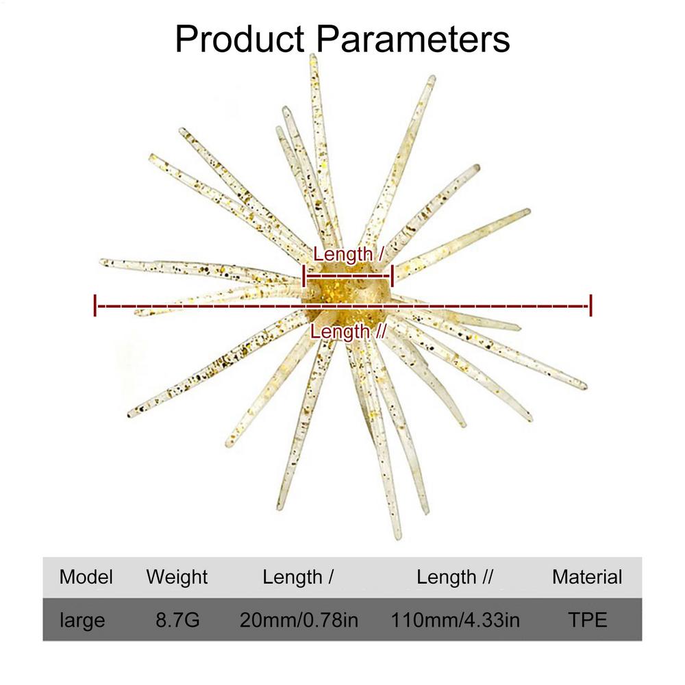 Soft Artificial Sea Urchin Fishing Lures for Shore Trout, Bass, Saltwater and Freshwater Lures for River, Lake & Ocean Fishing