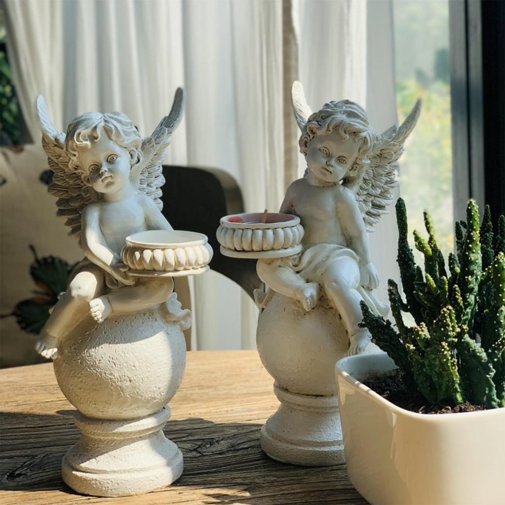 Anioł Świecznik na Podgrzewacz Świeczki Świecznik Dekoracja Domu Ogrodu na Pogrzeb Pamięć Miłość Żałoba Współczucie Prezent