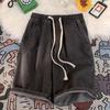 Pantalones Cortos de Verano para Hombre de Jeans Vintage Pierna Ancha Largo hasta la Rodilla Pantalones Cortos de Mezclilla de Moda Lavados Nuevos
