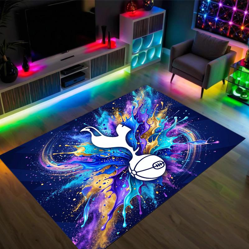 Tottenham Hotspur Design Crystal Velvet Carpet Cozy Non?Slip Printed Rug For Bedroom Living Room Entrance