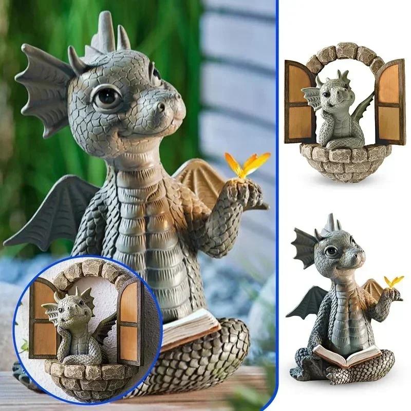2026 Dragon-Shaped Resin Giant Lawn Sculpture Gothic Fantasy Dragon Creative Statue For Garden Courtyard Patio Art Decoration