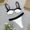 Black White Two Piece Bikinis Set Sexy Swimwear Women Micro Biquini Swimsuit Female Bathing Suit Bodysuit Summer Beach Wear