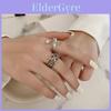 Bague à Double Couche Design Creux Style Coréen Élégant Bijou Réglable Pour Femmes