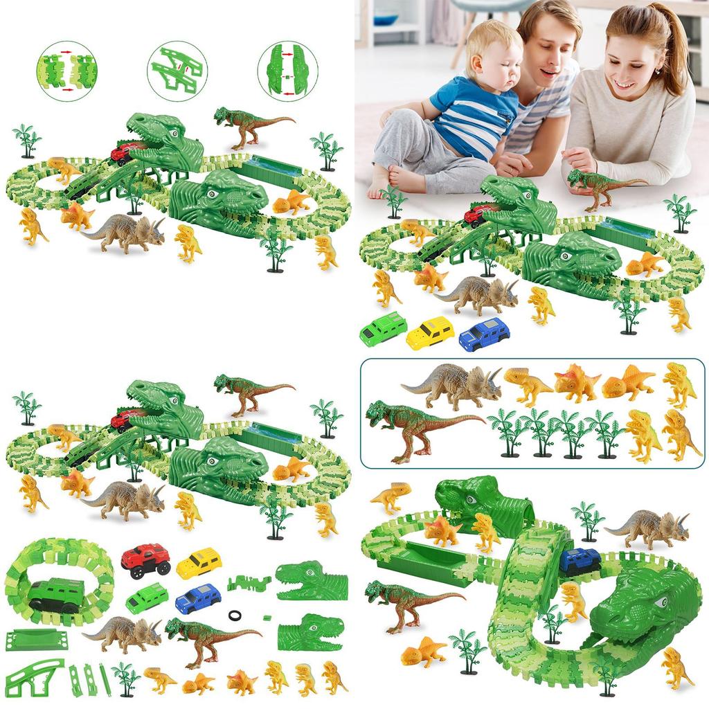 Exciting 165pcs Dinosaur Electric Rail Car Track Racing Toy Set For Endless Fun