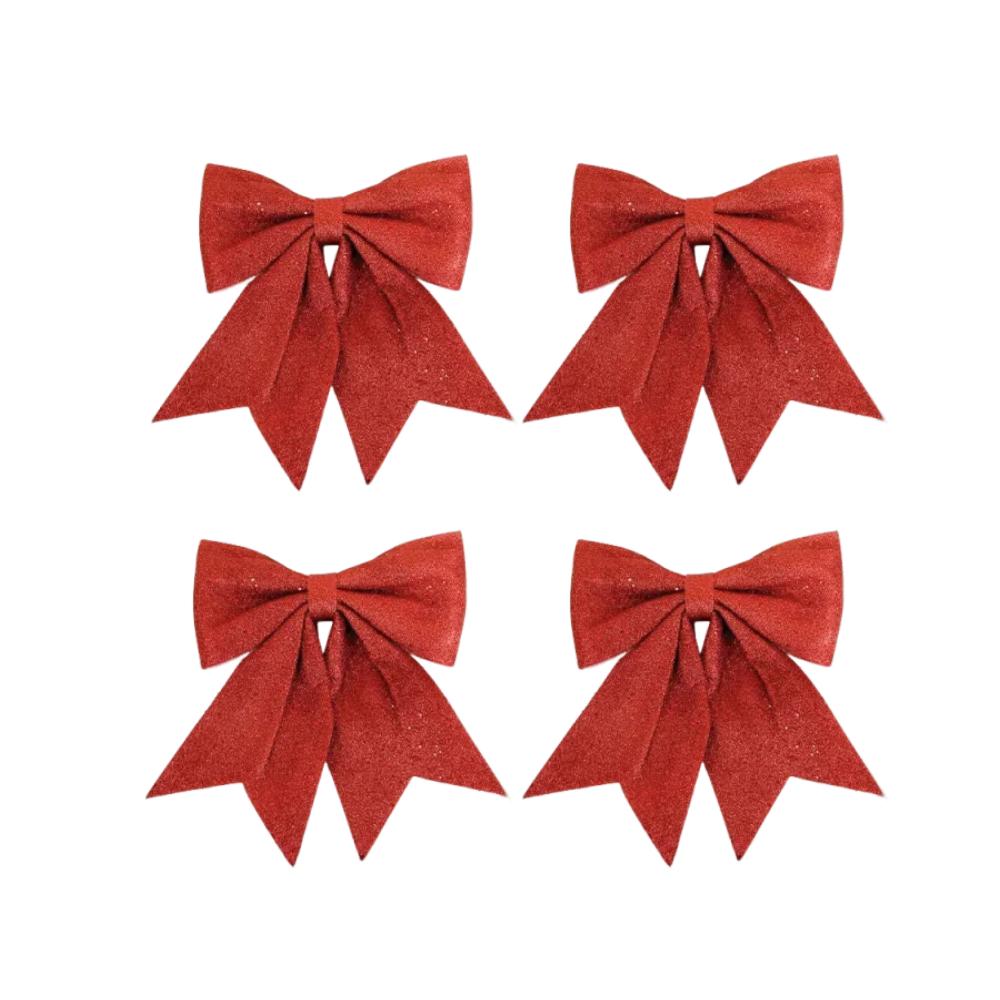 4pcs Christmas Sequin Bows, Xmas Wreaths Mini Bows Christmas Tree Bows Christmas Decorative Bows Ornaments New Year Festive