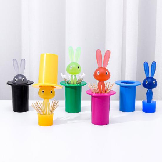 Toothpick Storage Box Large Capacity Dustproof Self-Picking Rabbit Toothpick Holder for Home