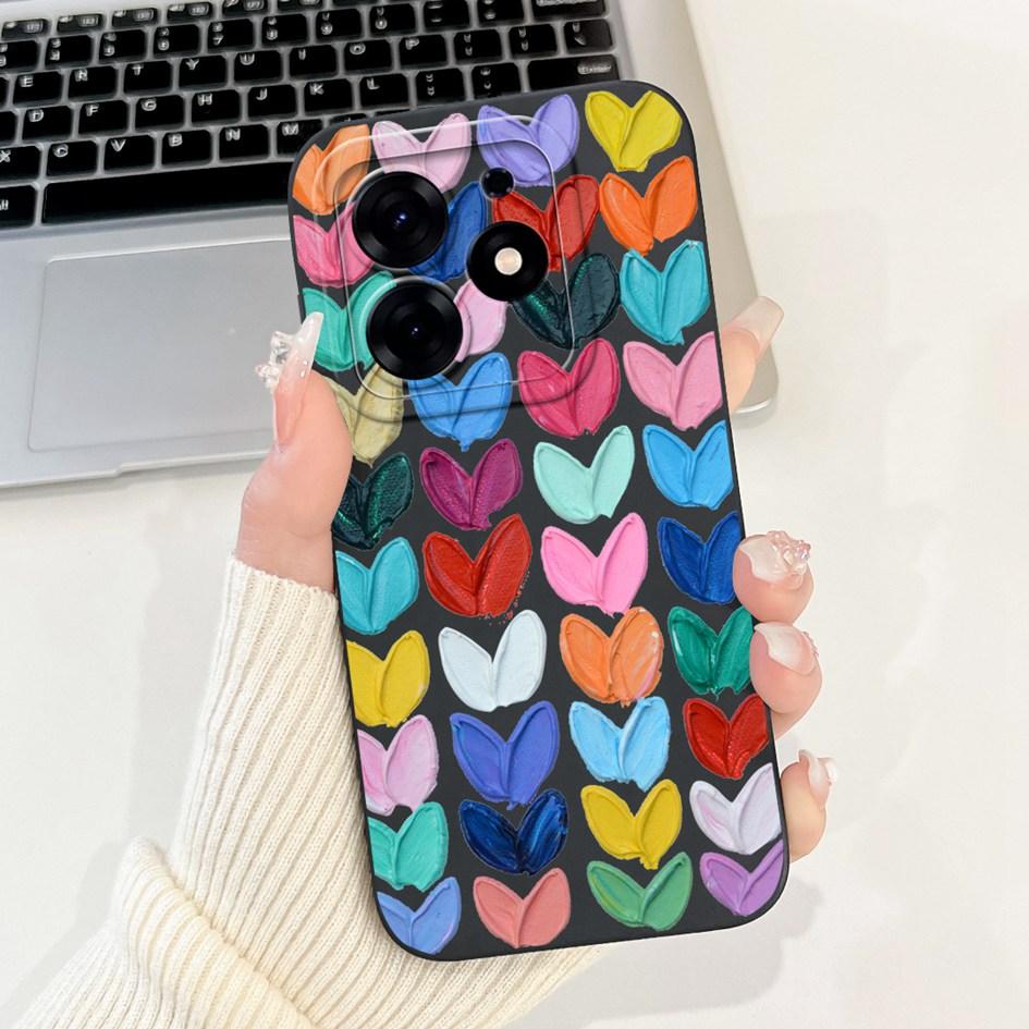 For Tecno Spark 10 Pro Case Cartoon Flower Liquid Silicone Shockproof Cover For Tecno Spark10 Pro Spark 10Pro 4G KI7 Phone Cases