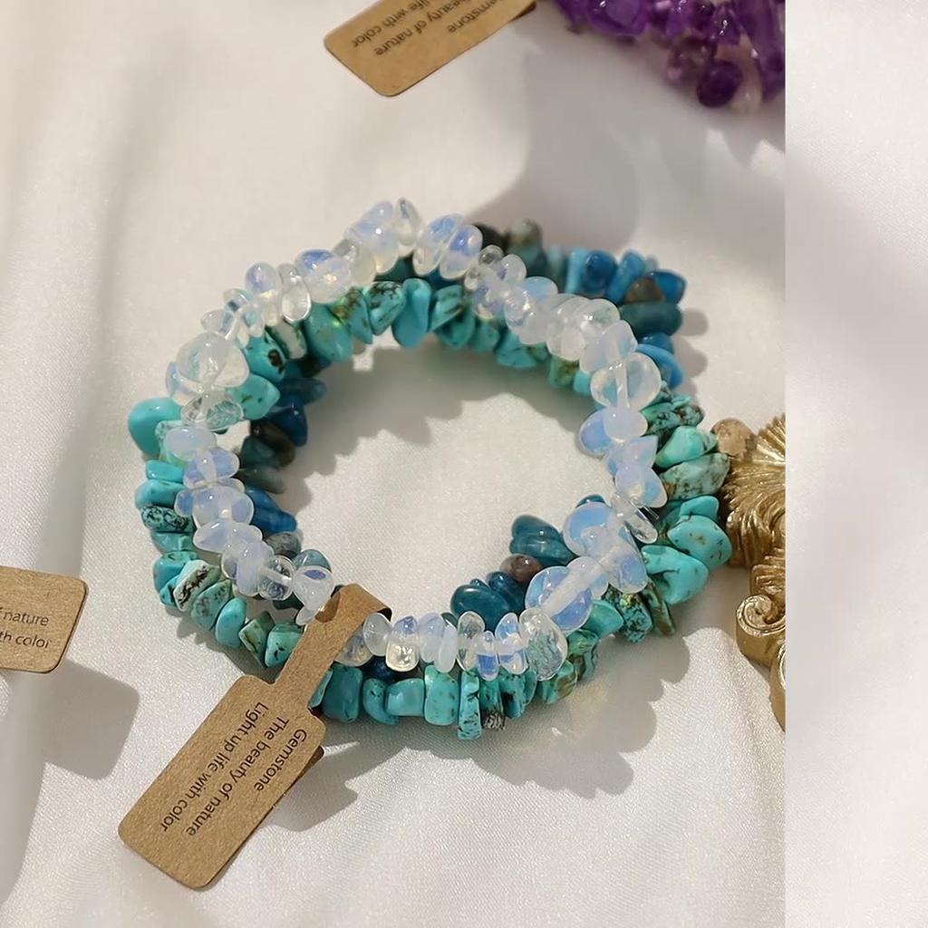 Hot Natural Chip Stone Bracelet 3Pcs/Lot Energy Crystal Gems Greval Beads Bracelet Set For Women Chip Jewelry Men Bangle Stretch