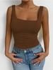Square Neck  Knit Tank Top Crop Tops Women Summer Camis Solid Color Camisole Fashion SportsTube Female Sleeveless Cropped Y2K Girl Clothes