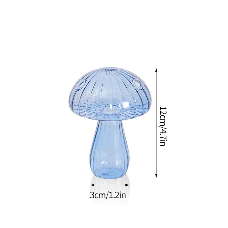 Transparent Mushroom Glass Vase Hydroponic Flower Pot Creative Desk Decorative Vase Aromatherapy Bottle Home Office Decorations