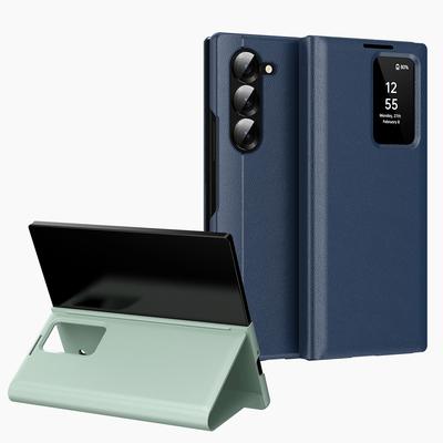 Luxury No-Flip Answering Leather Credit Card Slot Holder Case for Samsung Z Fold 6 Galaxy Z Fold 5 4 3 Shockproof Cover